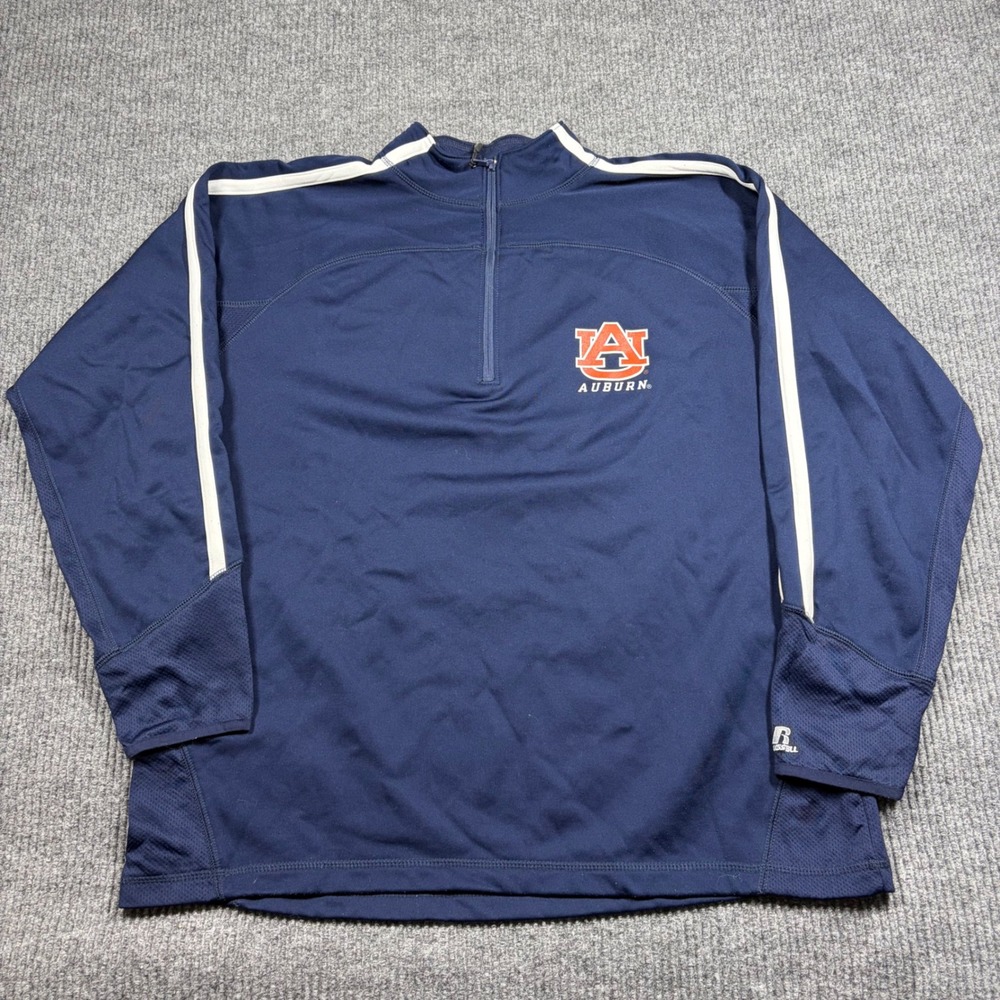 Russell Athletic Pullover Men's XL Auburn Tigers Navy Performance 1/4 Zip